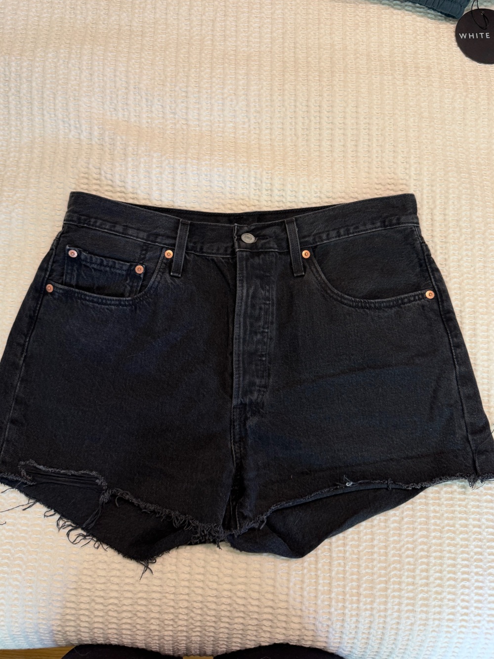 Black High-Rise Denim Shorts - Women's
